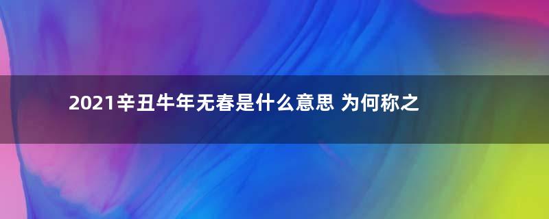 2021辛丑牛年无春是什么意思 为何称之为无春的寡妇年